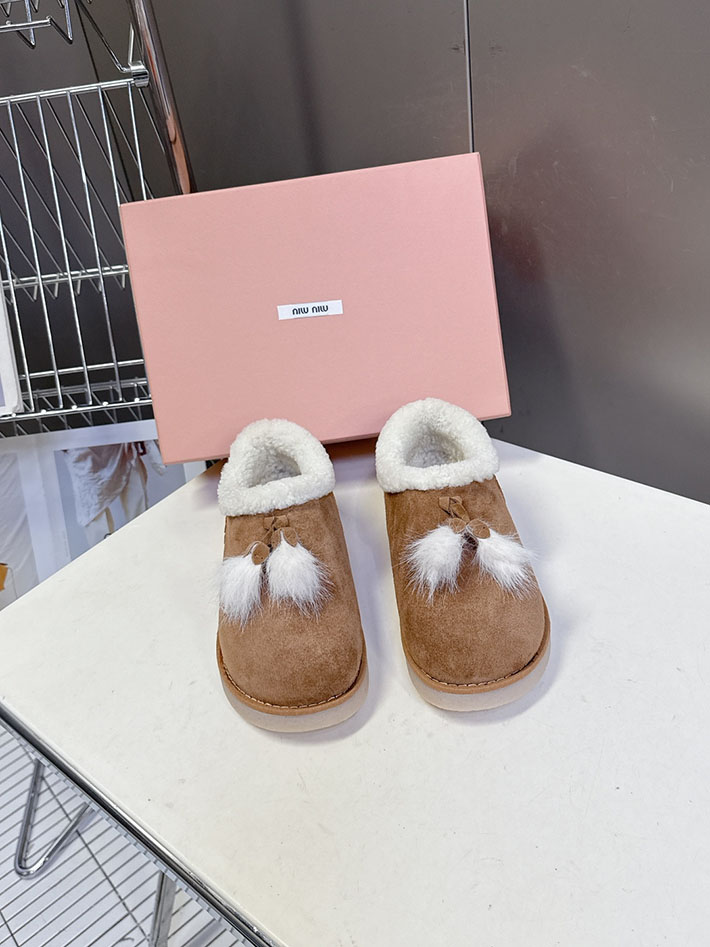 最高級MiuMiuスーパーコピー ミュウミュウ スエードxシアリング ミュール 5R514E 2627058 Miumiu 靴 レディース - 画像 (4)