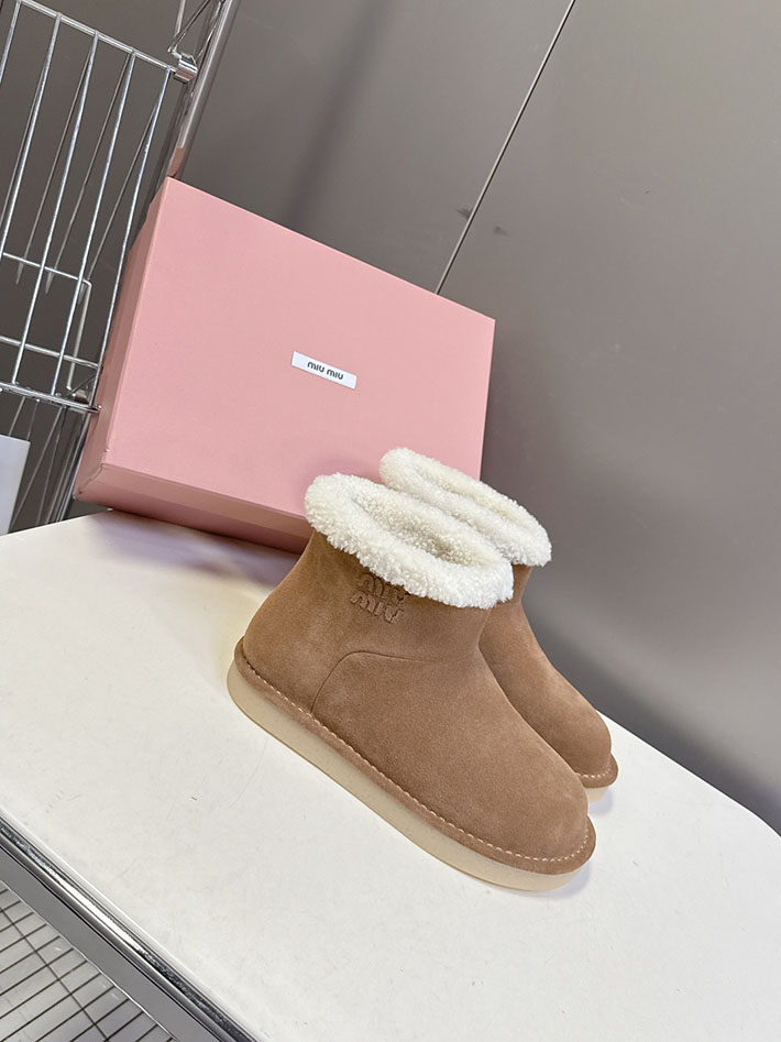 最高級MiuMiuスーパーコピー ミュウミュウ スエードxシアリング ミュール 5R514E 2627065 レディース スノーブーツ おしゃれ - 画像 (3)