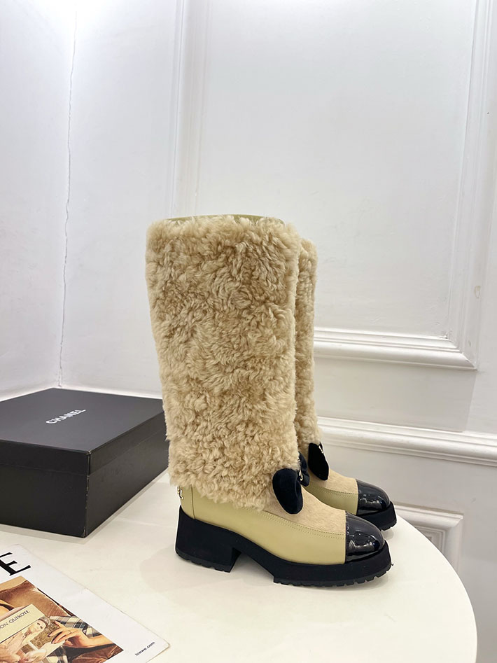 最高級シャネルスーパーコピー CHANEL ロング ブーツ ベージュ & ブラック G46637-B21528-U2879 シャネル ロングブーツ 新作 - 画像 (3)