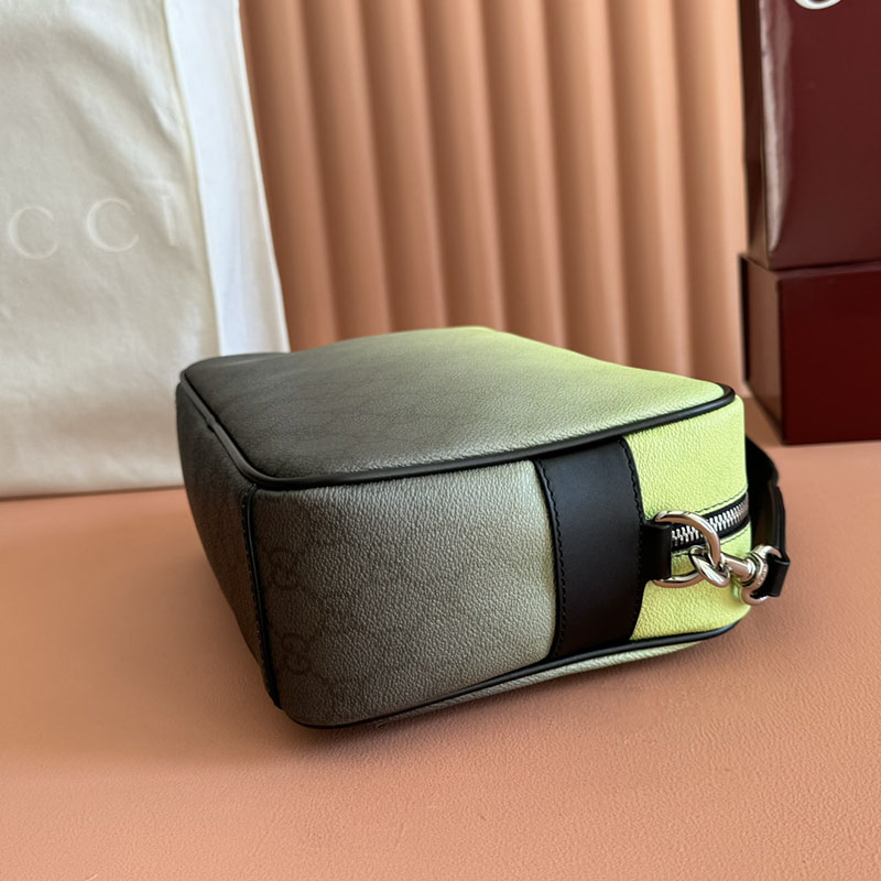 グッチ バッグ 人気 GUCCI クロマ ミディアム クロスボディバッグ ライム&ブラック 835690 FAERM 8451 グッチ レザー バッグ メンズ - 画像 (4)