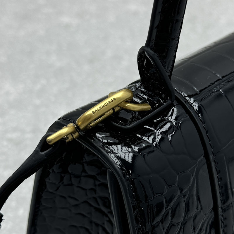 バレンシアガ バッグ 人気 レディース BALENCIAGA Hourglass ハンドバッグ スモール 5935461LRGM1000 ブラック - 画像 (5)