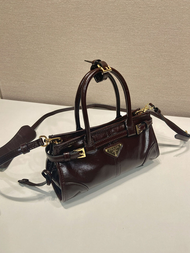 プラダ バッグ レディース PRADA ボニー レザー ミニハンドバッグ ダークブラウン 1BA486_2CYR_F01D6_V_OOO プラダ ミニバッグ アウトレット - 画像 (8)