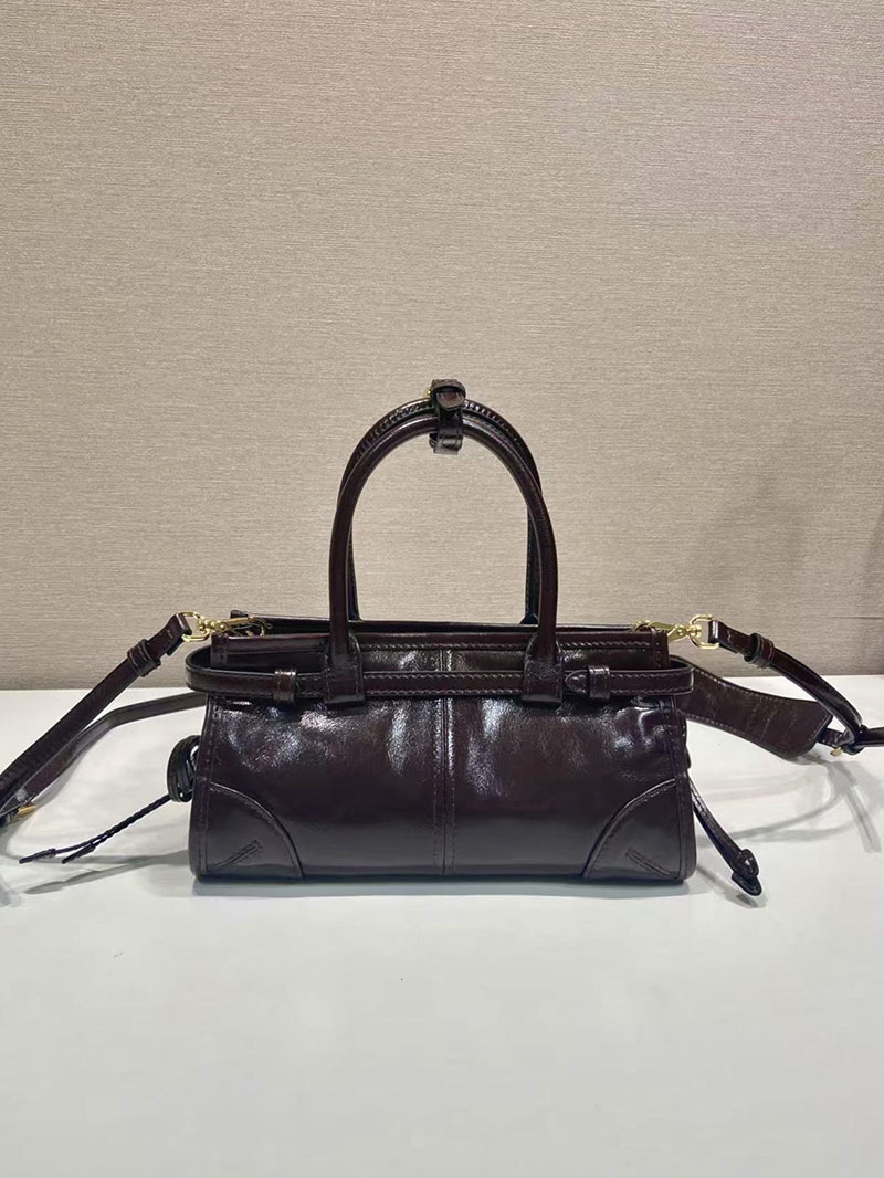 プラダ バッグ レディース PRADA ボニー レザー ミニハンドバッグ ダークブラウン 1BA486_2CYR_F01D6_V_OOO プラダ ミニバッグ アウトレット - 画像 (7)
