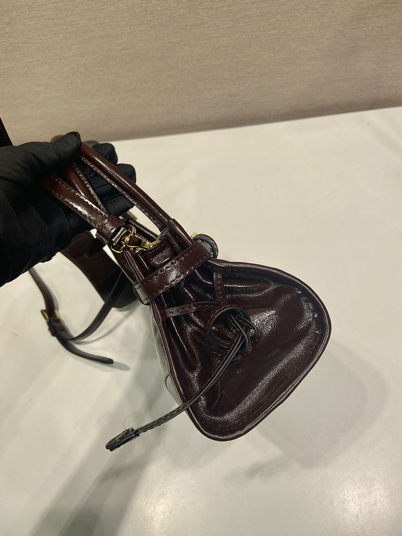 プラダ バッグ レディース PRADA ボニー レザー ミニハンドバッグ ダークブラウン 1BA486_2CYR_F01D6_V_OOO プラダ ミニバッグ アウトレット - 画像 (6)