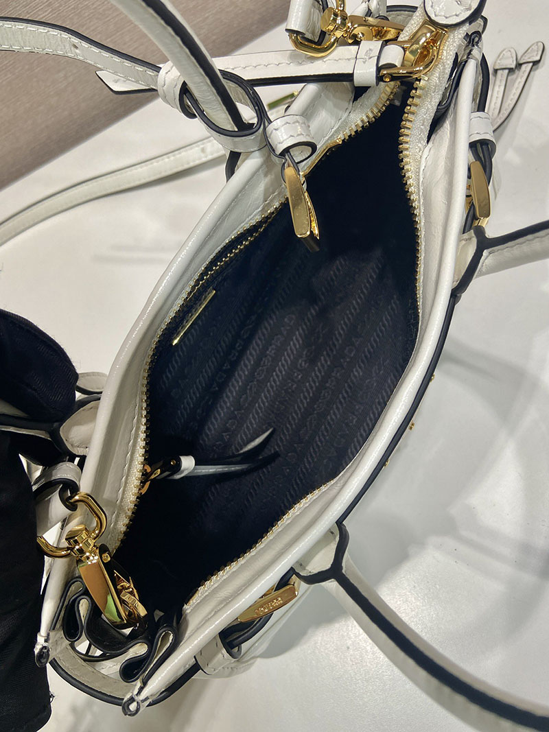 プラダ バッグ レディース PRADA ボニー レザー ミニハンドバッグ ホワイト 1BA486_2CYR_F0PG7 プラダ ミニバッグ アウトレット - 画像 (3)