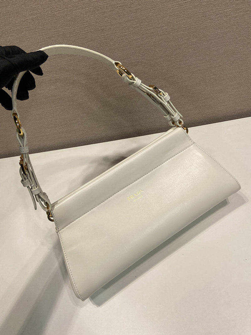 プラダ バッグ レディース PRADA アンシェネ ミディアム レザーバッグ ホワイト 1BC262_2HIA_F0009 プラダ バッグ アウトレット - 画像 (9)