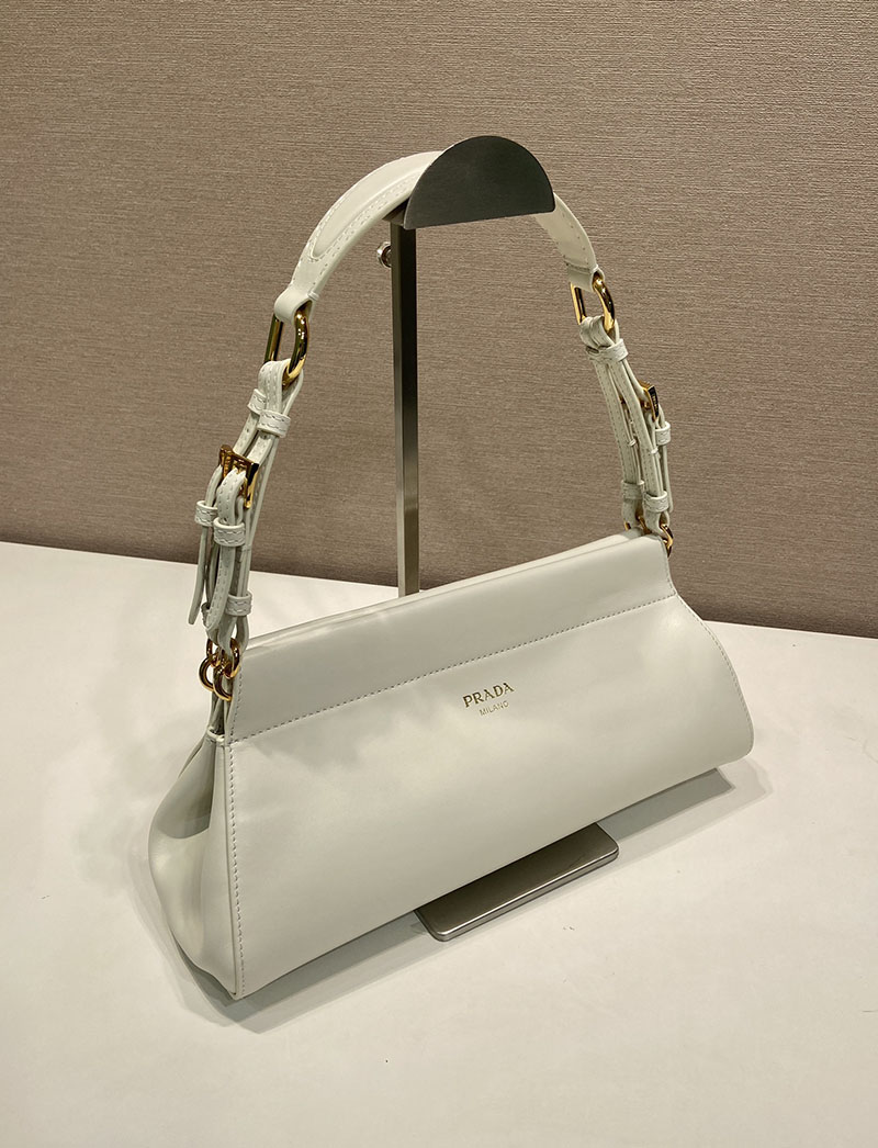 プラダ バッグ レディース PRADA アンシェネ ミディアム レザーバッグ ホワイト 1BC262_2HIA_F0009 プラダ バッグ アウトレット - 画像 (8)