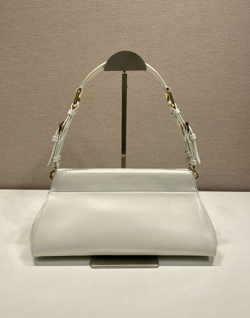 プラダ バッグ レディース PRADA アンシェネ ミディアム レザーバッグ ホワイト 1BC262_2HIA_F0009 プラダ バッグ アウトレット - 画像 (7)