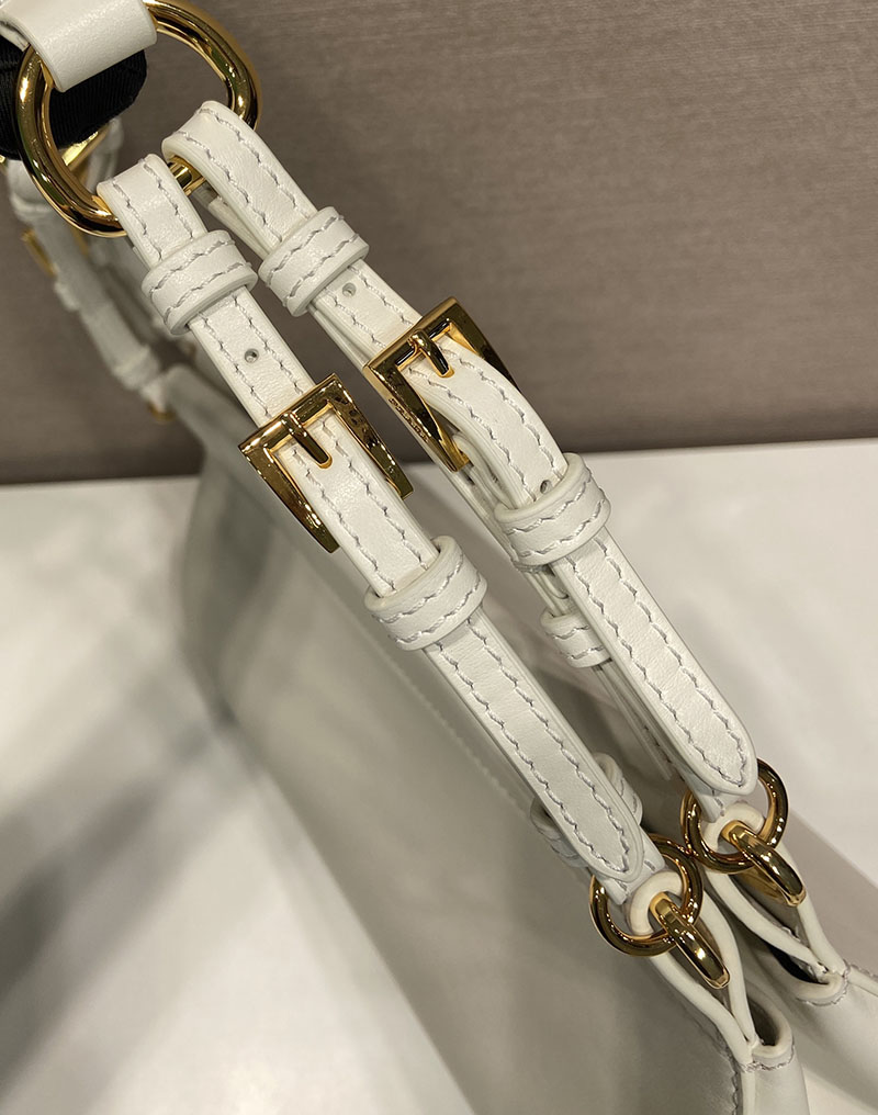 プラダ バッグ レディース PRADA アンシェネ ミディアム レザーバッグ ホワイト 1BC262_2HIA_F0009 プラダ バッグ アウトレット - 画像 (4)