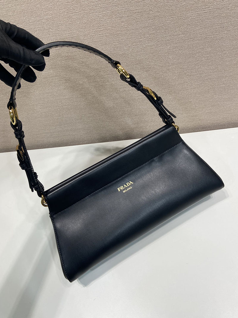 プラダ バッグ レディース PRADA アンシェネ ミディアム レザーバッグ ブラック 1BC262_2HIA_F0002 プラダ バッグ アウトレット - 画像 (9)