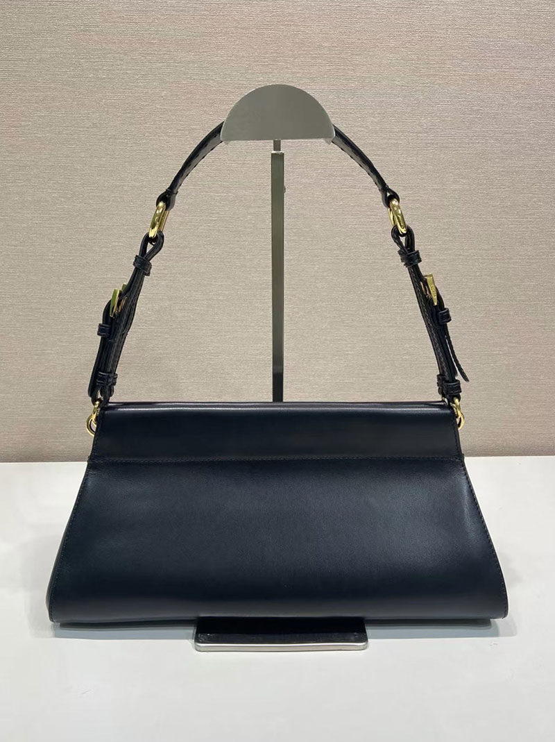 プラダ バッグ レディース PRADA アンシェネ ミディアム レザーバッグ ブラック 1BC262_2HIA_F0002 プラダ バッグ アウトレット - 画像 (7)