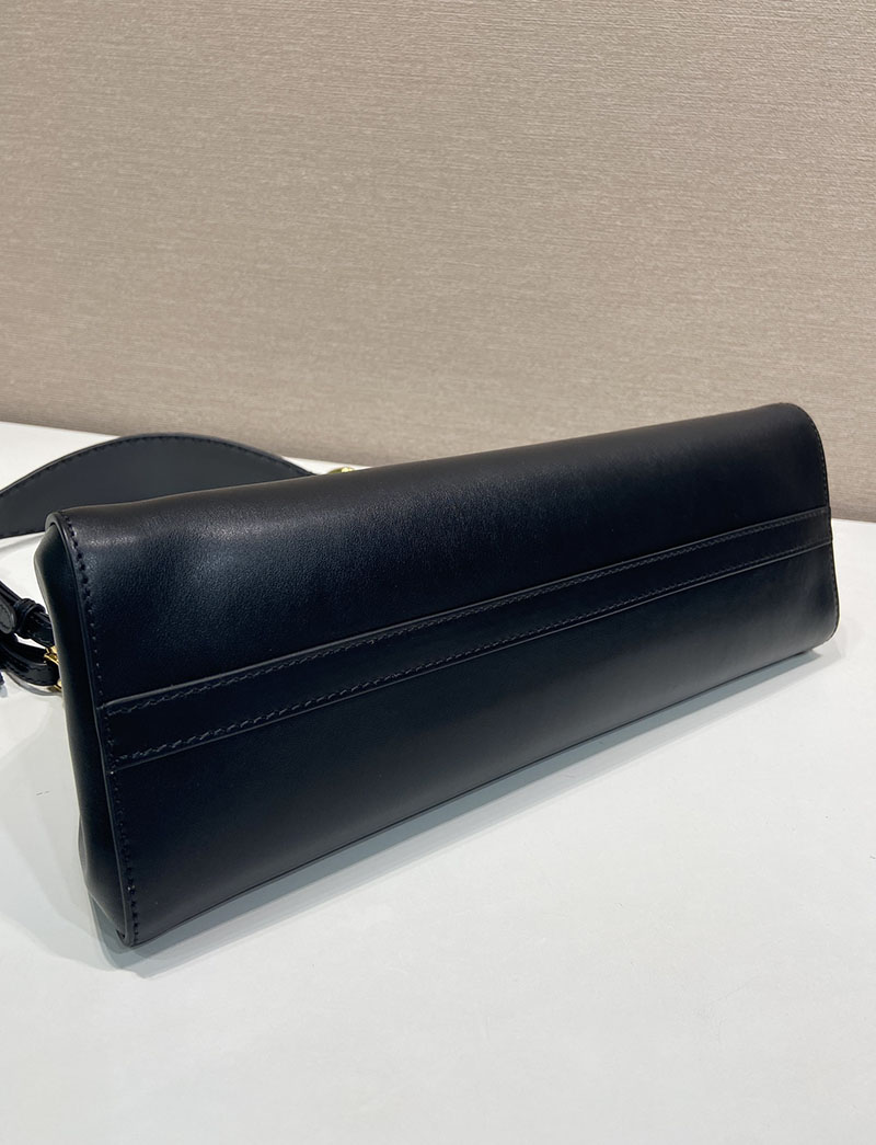 プラダ バッグ レディース PRADA アンシェネ ミディアム レザーバッグ ブラック 1BC262_2HIA_F0002 プラダ バッグ アウトレット - 画像 (5)