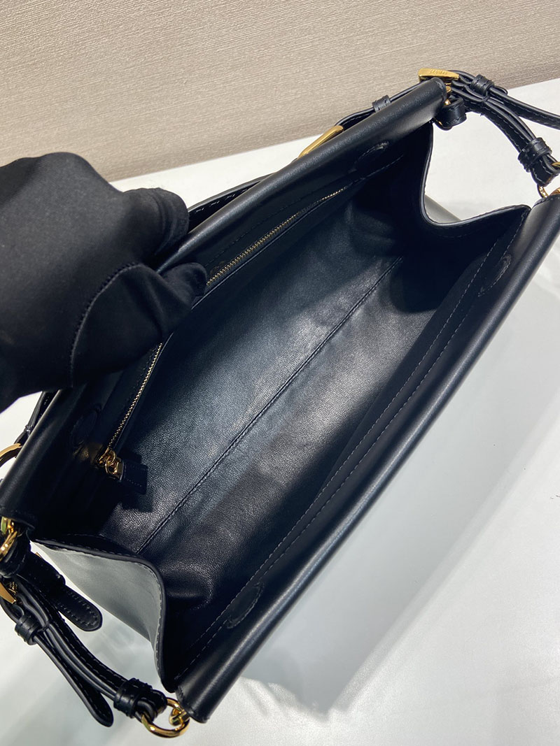 プラダ バッグ レディース PRADA アンシェネ ミディアム レザーバッグ ブラック 1BC262_2HIA_F0002 プラダ バッグ アウトレット - 画像 (3)