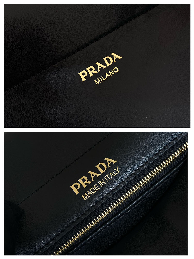 プラダ バッグ レディース PRADA アンシェネ ミディアム レザーバッグ ブラック 1BC262_2HIA_F0002 プラダ バッグ アウトレット - 画像 (2)