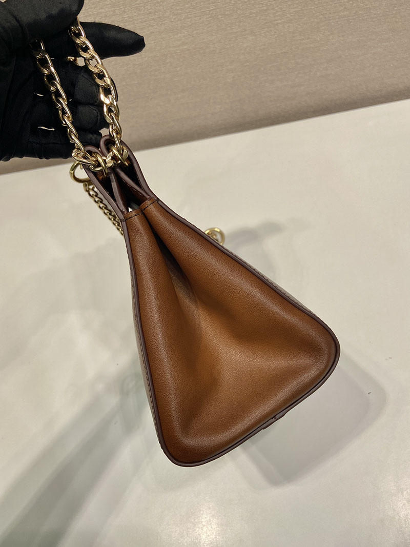 プラダ バッグ レディース PRADA アンシェネ レザー ミニバッグ コニャック 1BC263_2HMZ_F0046 プラダ ミニバッグ レザー - 画像 (5)