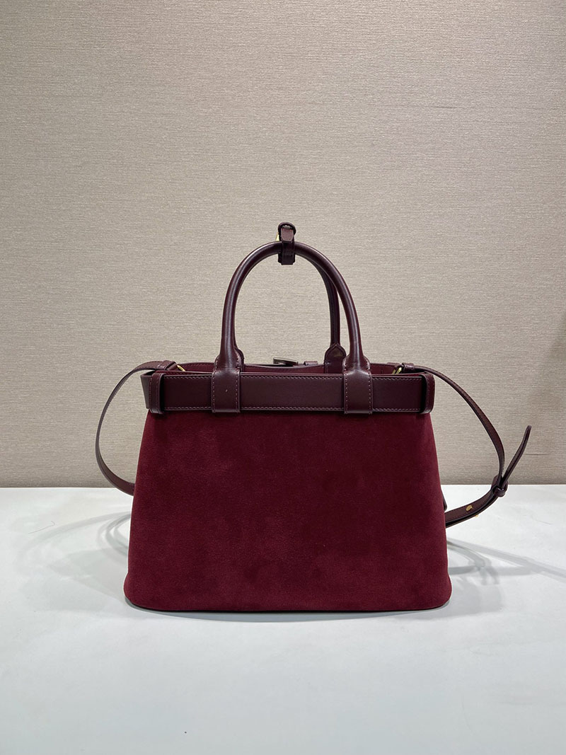 プラダ バッグ レディース PRADA バックル スエード ミディアムバッグ ボルドー 1BA434_2C4S_F0007 プラダ バッグ アウトレット - 画像 (7)
