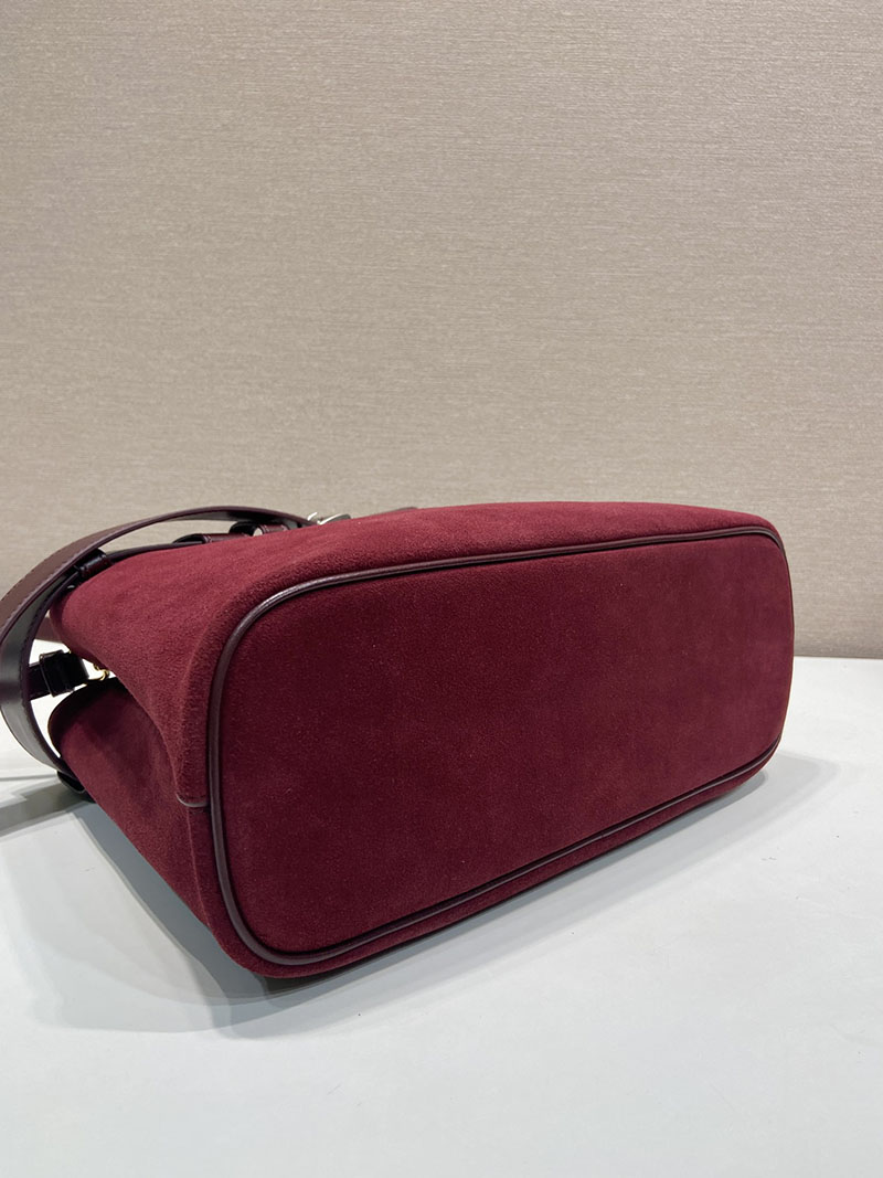 プラダ バッグ レディース PRADA バックル スエード ミディアムバッグ ボルドー 1BA434_2C4S_F0007 プラダ バッグ アウトレット - 画像 (5)