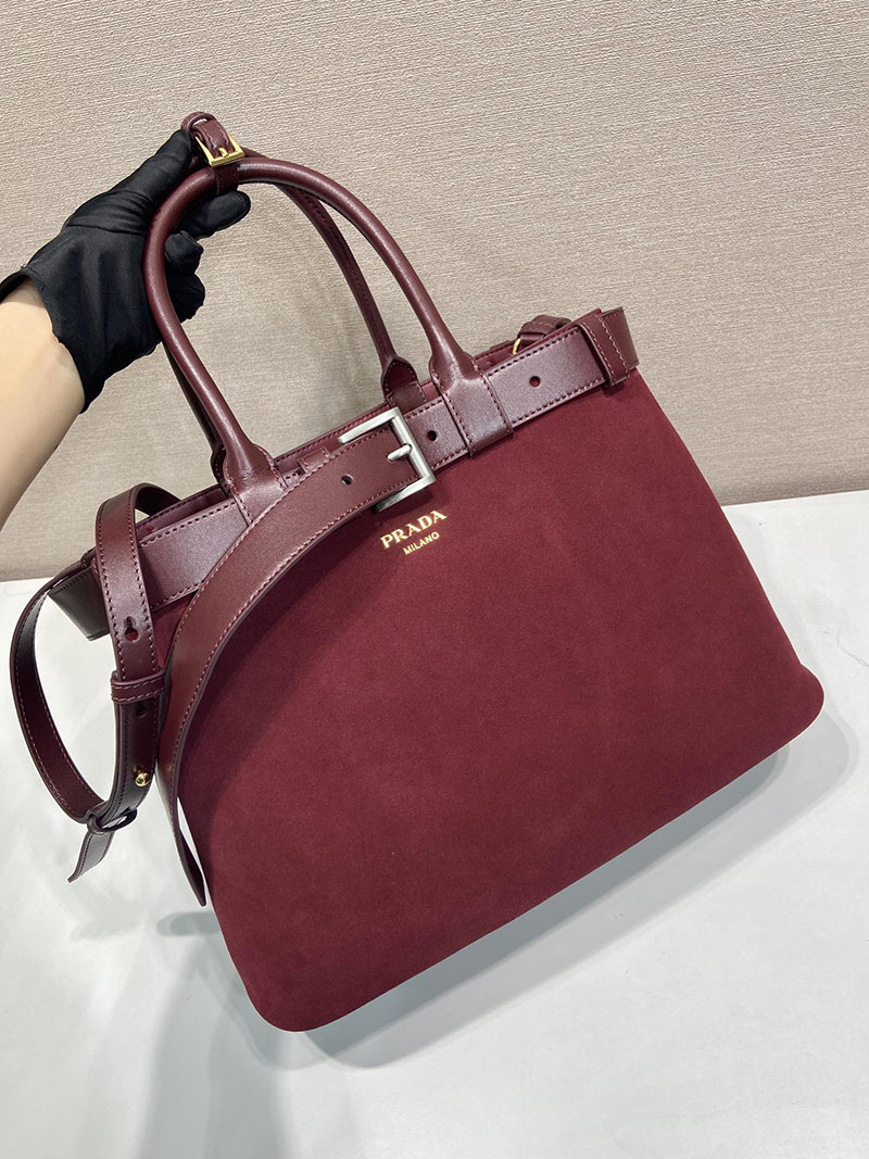 プラダ バッグ レディース PRADA バックル ラージ レザー ハンドバッグ ボルドー 1BA416_2C4S_F0007 プラダ バッグ アウトレット - 画像 (9)