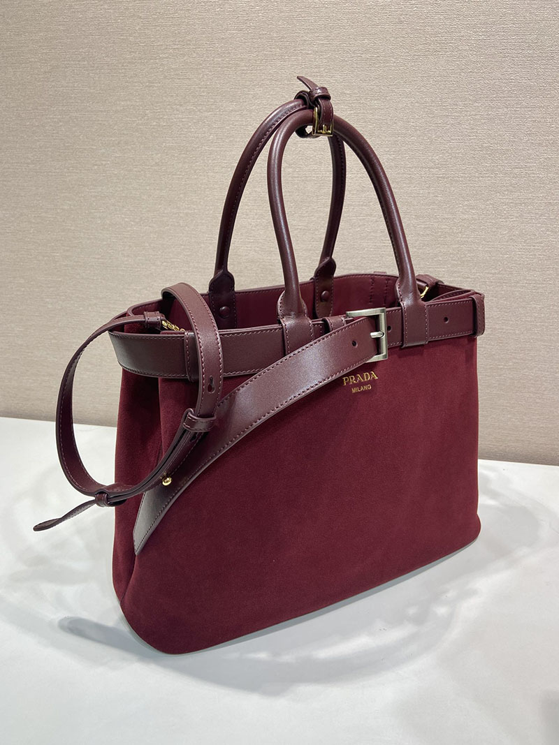 プラダ バッグ レディース PRADA バックル ラージ レザー ハンドバッグ ボルドー 1BA416_2C4S_F0007 プラダ バッグ アウトレット - 画像 (8)