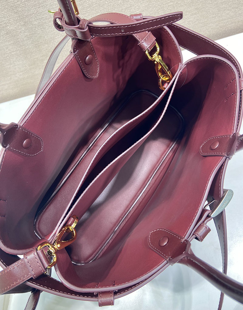 プラダ バッグ レディース PRADA バックル ラージ レザー ハンドバッグ ボルドー 1BA416_2C4S_F0007 プラダ バッグ アウトレット - 画像 (5)