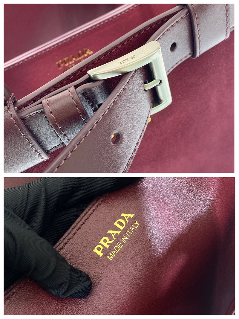 プラダ バッグ レディース PRADA バックル ラージ レザー ハンドバッグ ボルドー 1BA416_2C4S_F0007 プラダ バッグ アウトレット - 画像 (4)