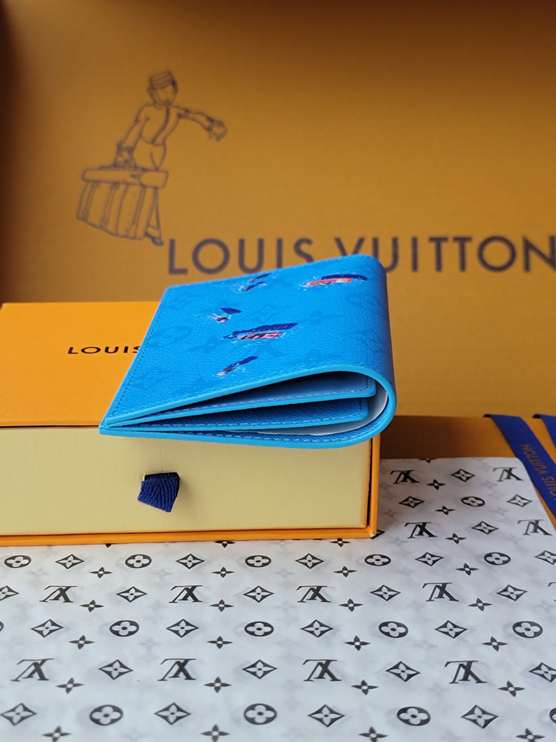 ルイヴィトン 新作 レディース LV パスポートカバー クーヴェルテュール・パスポール プールブルー M14876 ヴィトン パスポートケース - 画像 (6)