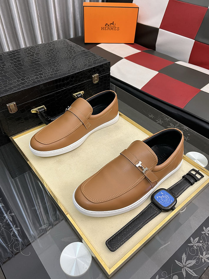 メンズ 最高級エルメススーパーコピー HERMES モカシン ライク ローファー 靴 2628062 デッキシューズ メンズ 人気ブランド - 画像 (4)