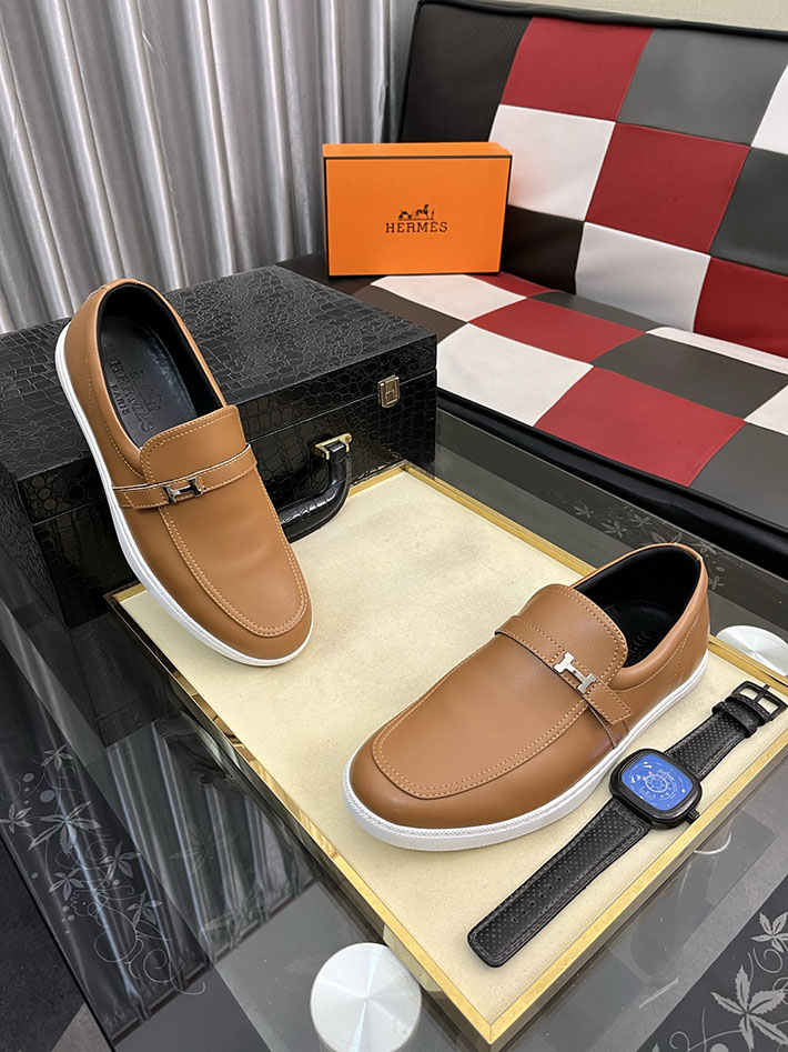 メンズ 最高級エルメススーパーコピー HERMES モカシン ライク ローファー 靴 2628062 デッキシューズ メンズ 人気ブランド - 画像 (3)