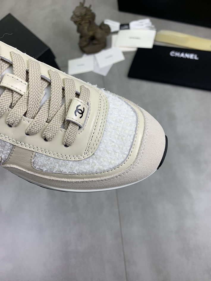 男女 兼用 最高級シャネルスーパーコピー CHANEL ココマーク ワッペンロゴ スエードレザー シャギーニット 2628127 シャネル スニーカー 厚底 - 画像 (6)