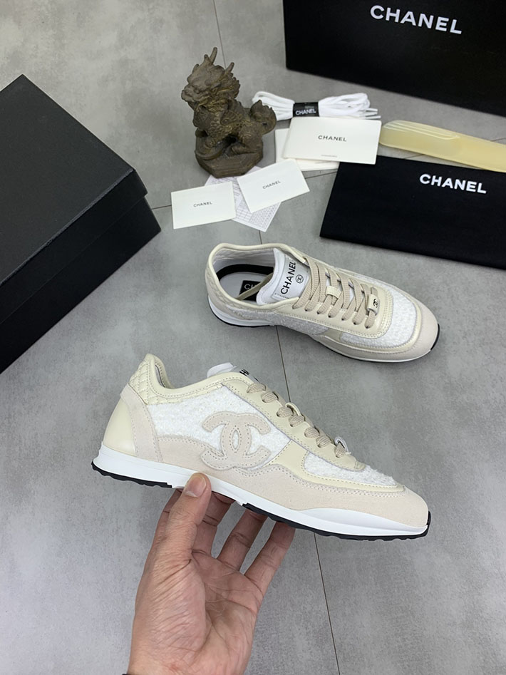 男女 兼用 最高級シャネルスーパーコピー CHANEL ココマーク ワッペンロゴ スエードレザー シャギーニット 2628127 シャネル スニーカー 厚底 - 画像 (5)