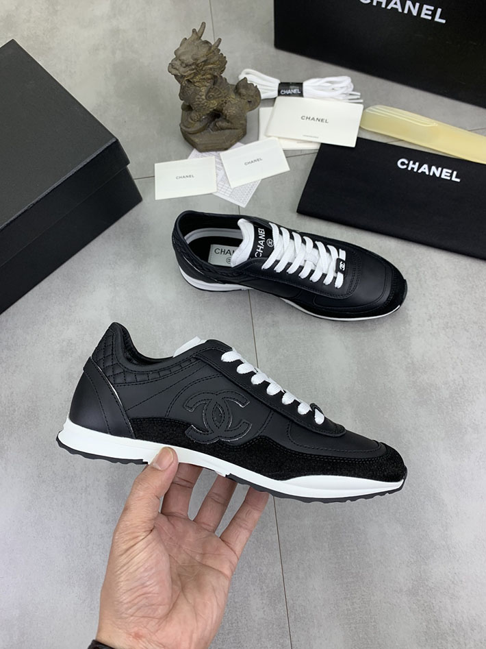 男女 兼用 最高級シャネルスーパーコピー CHANEL ココマーク ワッペンロゴ スエードレザー シャギーニット 2628133 海外 スニーカー 流行り レディース - 画像 (5)
