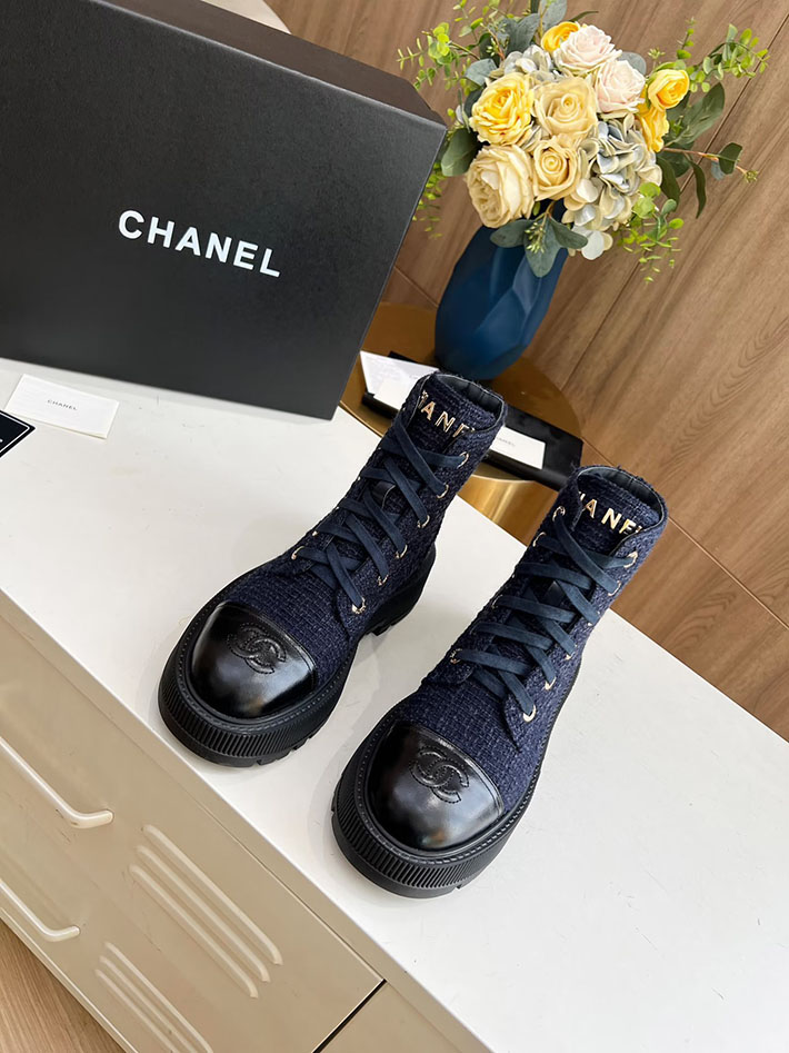 最高級シャネルスーパーコピー CHANEL ショートブーツ マトラッセ ココマーク ベルベット デニム 2628163 CHANEL ショートブーツ 新作 - 画像 (5)