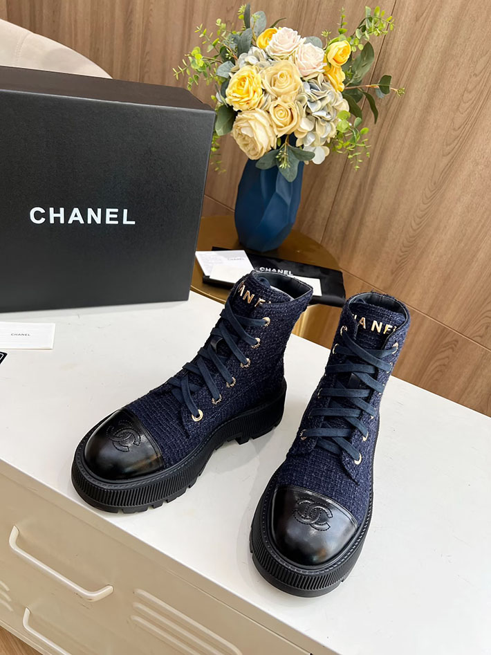 最高級シャネルスーパーコピー CHANEL ショートブーツ マトラッセ ココマーク ベルベット デニム 2628163 CHANEL ショートブーツ 新作 - 画像 (4)