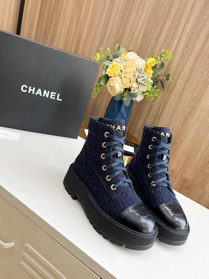 最高級シャネルスーパーコピー CHANEL ショートブーツ マトラッセ ココマーク ベルベット デニム 2628163 CHANEL ショートブーツ 新作 - 画像 (3)
