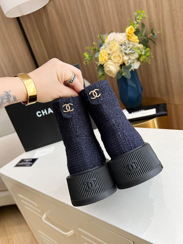 最高級シャネルスーパーコピー CHANEL ショートブーツ マトラッセ ココマーク ベルベット デニム 2628163 CHANEL ショートブーツ 新作 - 画像 (2)