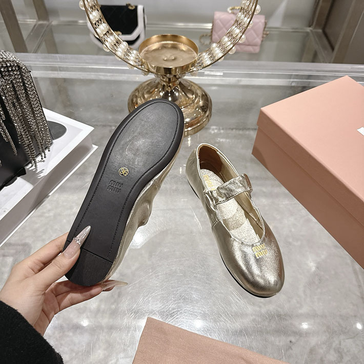 レディース 最高級MiuMiuスーパーコピー ミュウミュウ ルーシュナッパ レザーバレリーナ 2628175 Miumiu バレエ シューズ ヒール - 画像 (6)