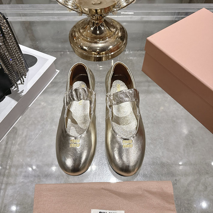 レディース 最高級MiuMiuスーパーコピー ミュウミュウ ルーシュナッパ レザーバレリーナ 2628175 Miumiu バレエ シューズ ヒール - 画像 (5)