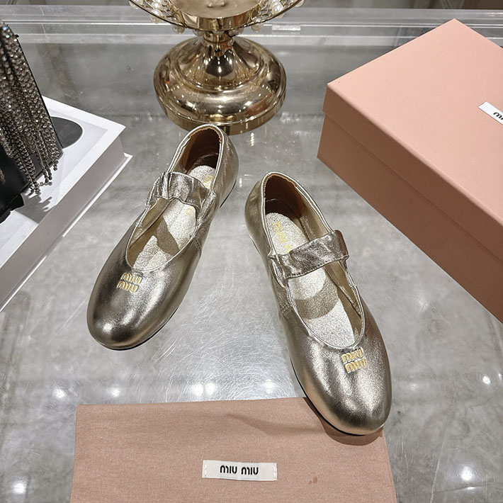 レディース 最高級MiuMiuスーパーコピー ミュウミュウ ルーシュナッパ レザーバレリーナ 2628175 Miumiu バレエ シューズ ヒール - 画像 (4)
