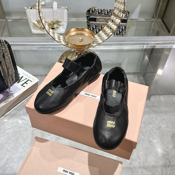 レディース 最高級MiuMiuスーパーコピー ミュウミュウ ルーシュナッパ レザーバレリーナ 2628177 MIUMIU フラットシューズ - 画像 (8)