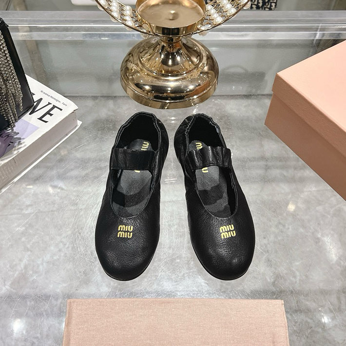レディース 最高級MiuMiuスーパーコピー ミュウミュウ ルーシュナッパ レザーバレリーナ 2628177 MIUMIU フラットシューズ - 画像 (6)
