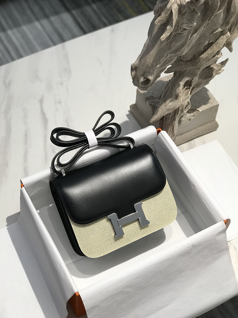 エルメス アウトレット 海外 HERMES コンスタンス3 ミニ 黒 ブラック ボックスカーフ シルバー金具 2627413 コンスタンス ミニ 入手困難 - 画像 (3)