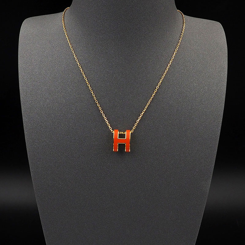 エルメス HERMES ミニ ポップアッシュ ポップH ネックレス オレンジ ゴールド金具 2627453 HERMES ポップH ミニ - 画像 (3)
