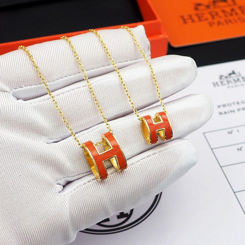 エルメス HERMES ミニ ポップアッシュ ポップH ネックレス オレンジ ゴールド金具 2627453 HERMES ポップH ミニ - 画像 (6)