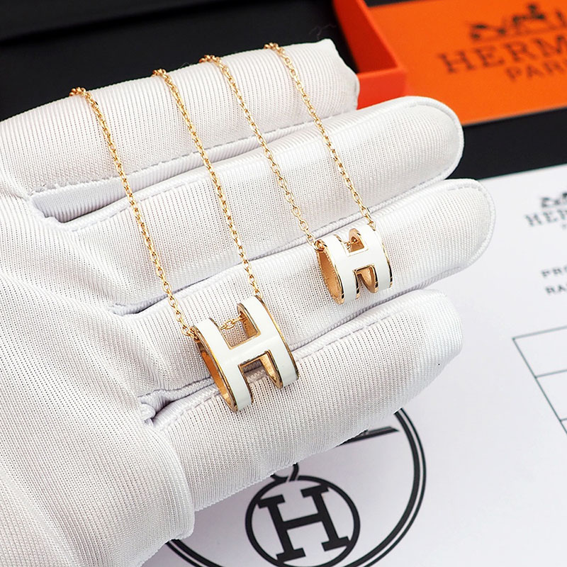 エルメス HERMES ミニ ポップアッシュ ポップH ネックレス ホワイト シャンパンゴールド金具 2627455 ミニポップ h 人気色 - 画像 (8)