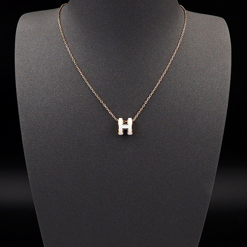 エルメス HERMES ミニ ポップアッシュ ポップH ネックレス ホワイト シャンパンゴールド金具 2627455 ミニポップ h 人気色 - 画像 (6)