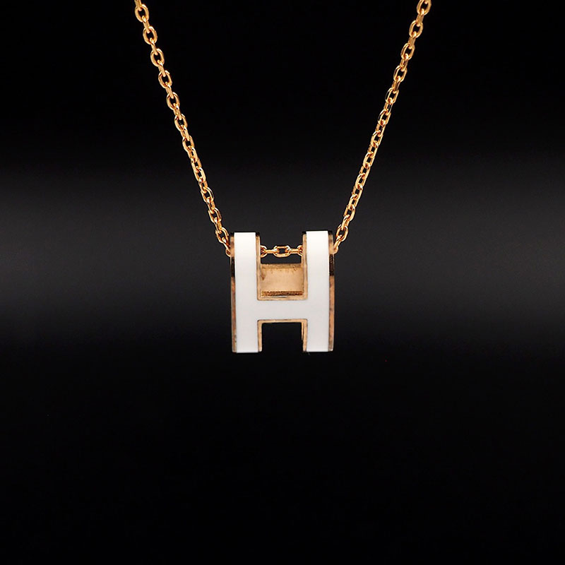 エルメス HERMES ミニ ポップアッシュ ポップH ネックレス ホワイト シャンパンゴールド金具 2627455 ミニポップ h 人気色 - 画像 (5)