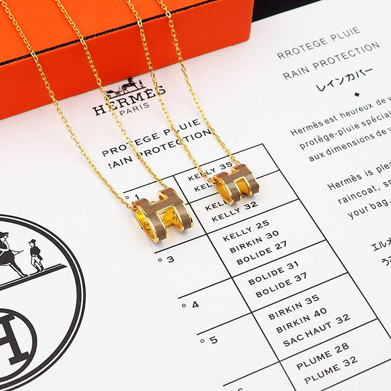 エルメス HERMES ミニ ポップアッシュ ポップH ネックレス エトゥープ ゴールド金具 2627458 エルメス ネックレス ポップH 公式 - 画像 (2)
