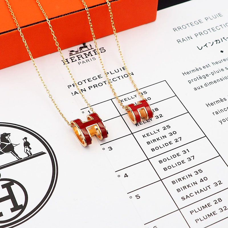 エルメス HERMES ミニ ポップアッシュ ポップH ネックレス ルージュヴィフ シャンパンゴールド金具 2627460 エルメス ポップh 定価 - 画像 (3)