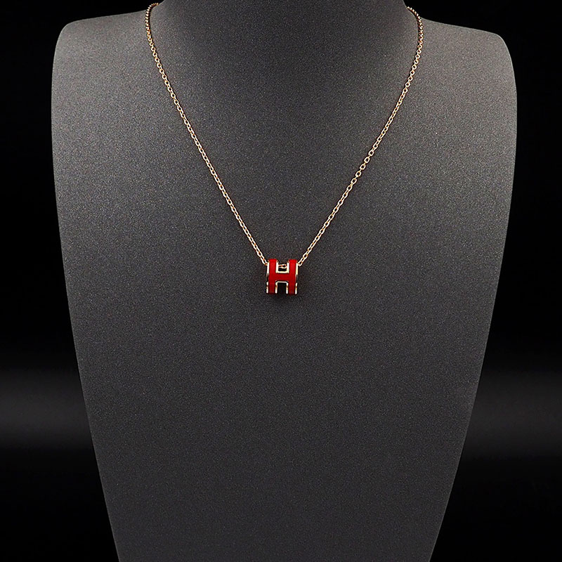エルメス HERMES ミニ ポップアッシュ ポップH ネックレス ルージュヴィフ シャンパンゴールド金具 2627460 エルメス ポップh 定価 - 画像 (11)