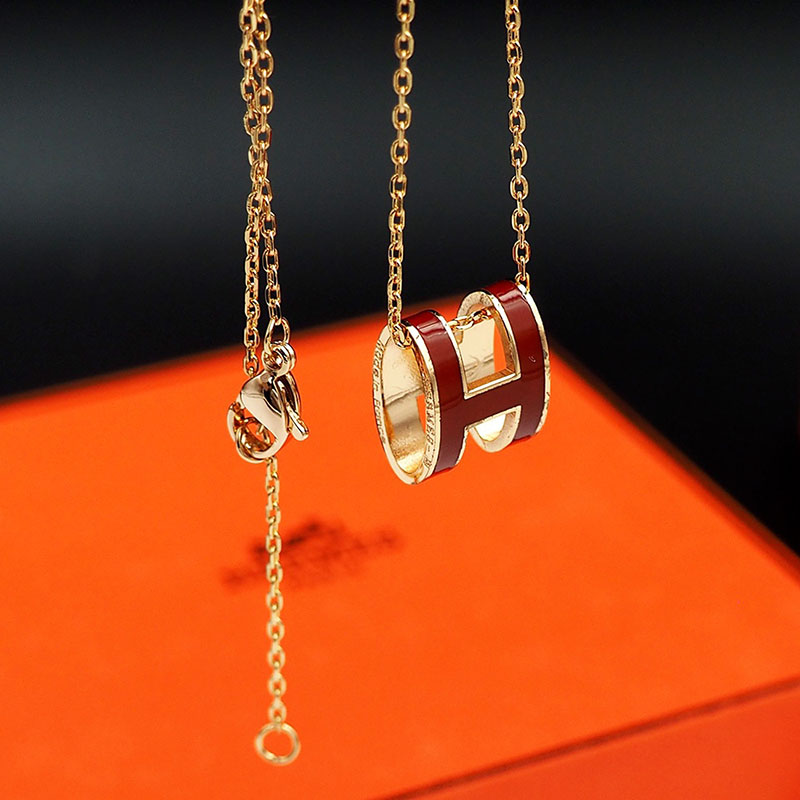 エルメス HERMES ミニ ポップアッシュ ポップH ネックレス ルージュヴィフ シャンパンゴールド金具 2627460 エルメス ポップh 定価 - 画像 (10)
